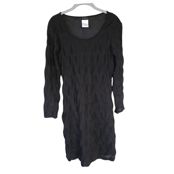 B Darlin Dresses & Skirts - B Darlin Black Chevron Textured Long Sleeve Bodycon Mini Dress L Indie Sleaze